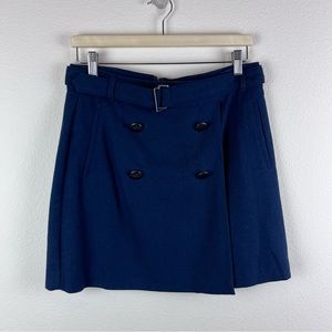 Banana Republic Factory Skirt Womens Six Mini Wool Blend Academia Preppy Blue